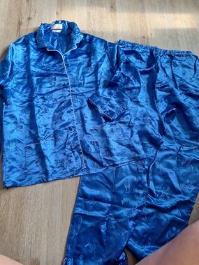 Longevity Women's 100% Pure Silk Pajama Set Blue Size L From Hangzhou China